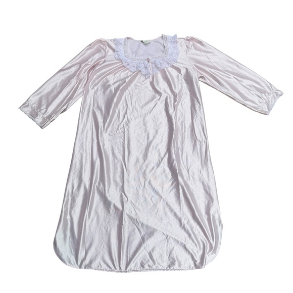 Vintage Apostrophe Women’s Pink Nightgown with Lace Trim Size Medium - Picture 3 of 16